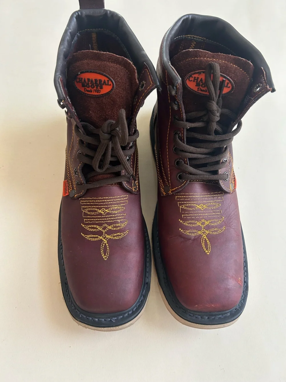 Chaparral Men's Charcoal Burgundy Work Boots with Lace-Up Support